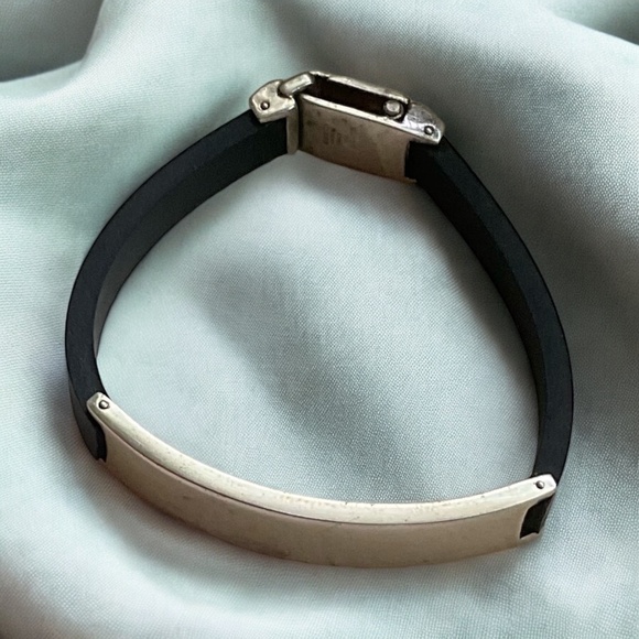 AUTHENTIC GUCCI STERLING SILVER BRACELET - BLACK - Picture 2 of 6